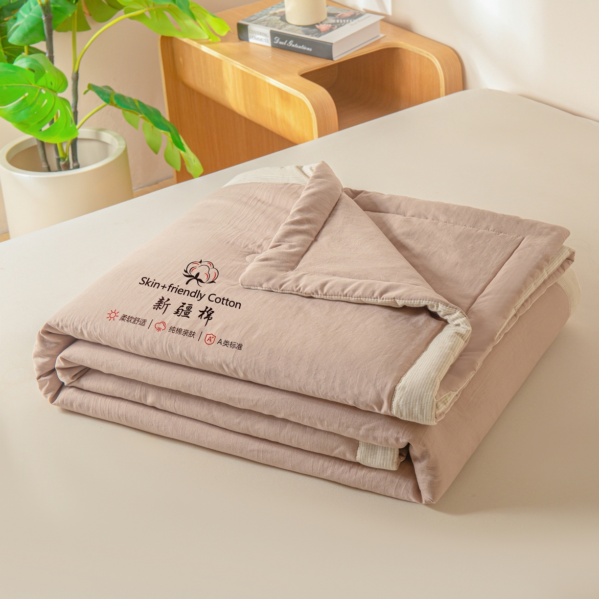 91家纺网 家纺一手货源 找家纺 金灵居 2026春夏新款水洗棉棉花印花新疆棉夏被夏凉被空调被 新疆棉-卡其