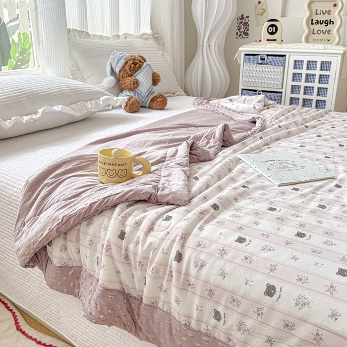 91家纺网 家纺一手货源 找家纺 花满路 2026新款氨凉感丝夏被 田园熊