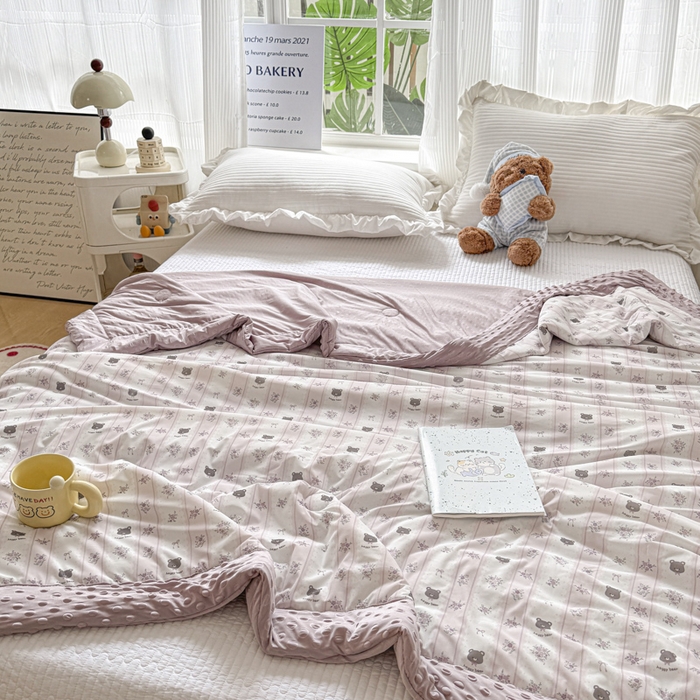 91家纺网 家纺一手货源 找家纺 花满路 2026新款氨凉感丝夏被 田园熊