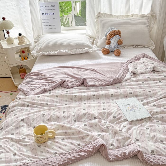 91家纺网 家纺一手货源 找家纺 花满路 2026新款氨凉感丝夏被 田园熊