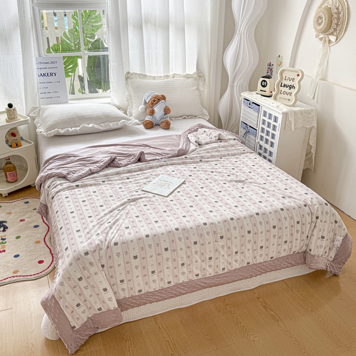 91家纺网 家纺一手货源 找家纺 花满路 2026新款氨凉感丝夏被 田园熊