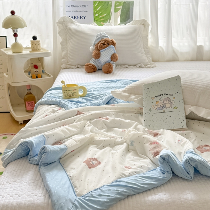 91家纺网 家纺一手货源 找家纺 花满路 2026新款氨凉感丝夏被 小熊仔