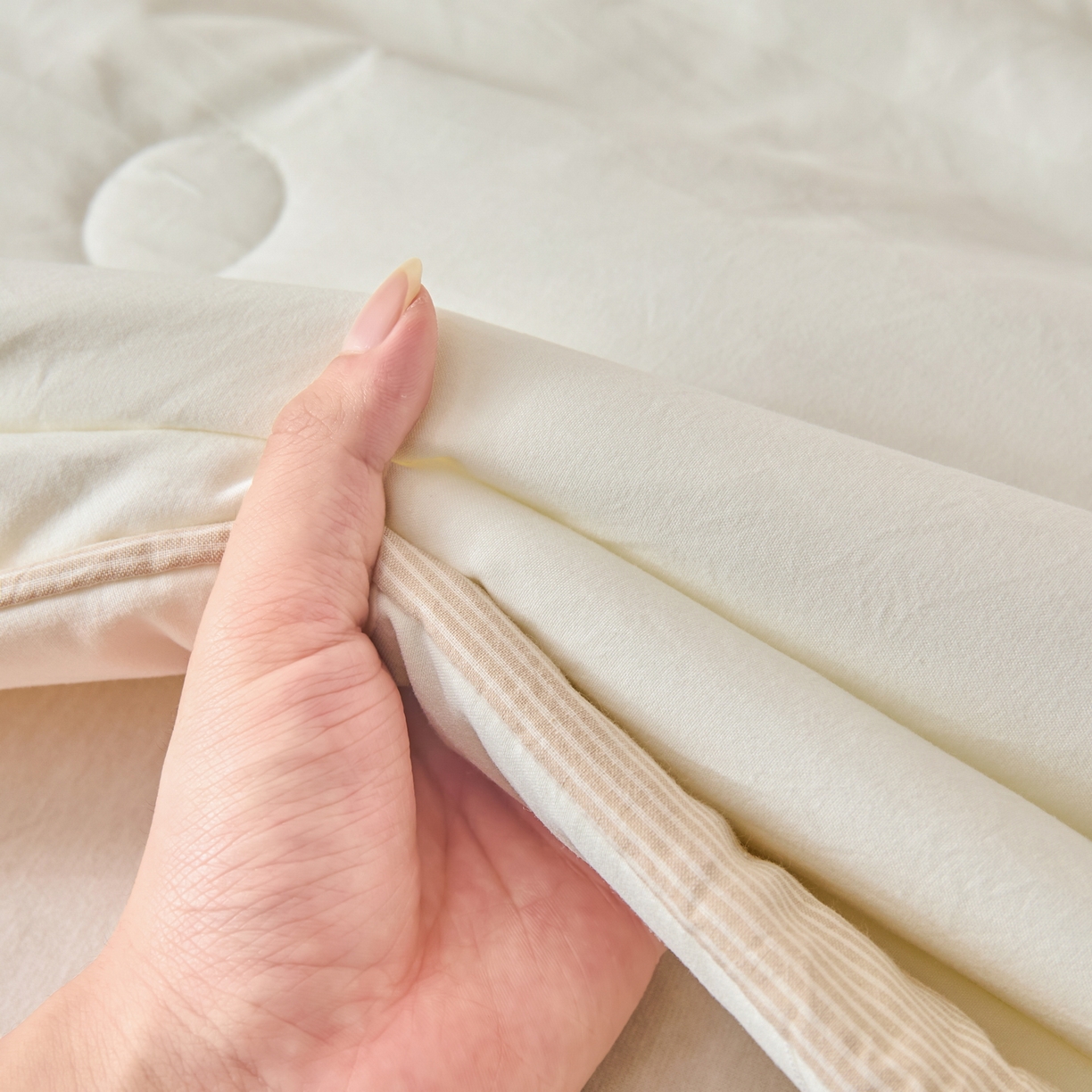 91家纺网 家纺一手货源 找家纺 金灵居 2026春夏新款水洗棉棉花印花新疆棉夏被夏凉被空调被 新疆棉-米白