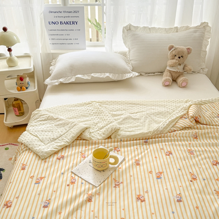 91家纺网 家纺一手货源 找家纺 花满路 2026新款氨凉感丝夏被 星星人