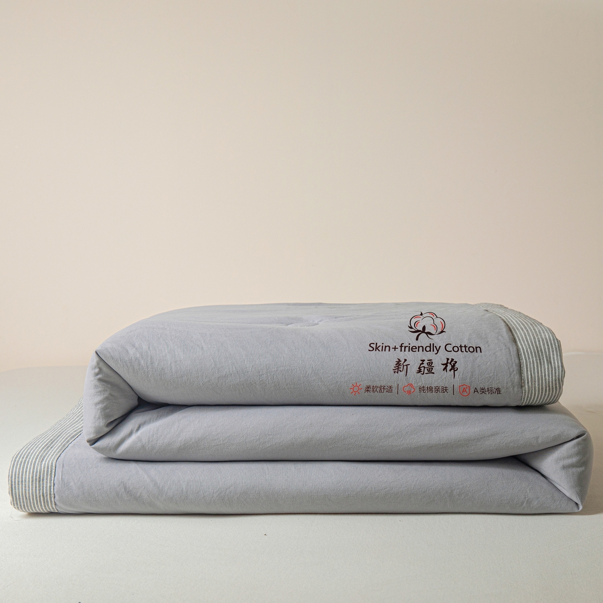 91家纺网 家纺一手货源 找家纺 金灵居 2026春夏新款水洗棉棉花印花新疆棉夏被夏凉被空调被 新疆棉-浅灰