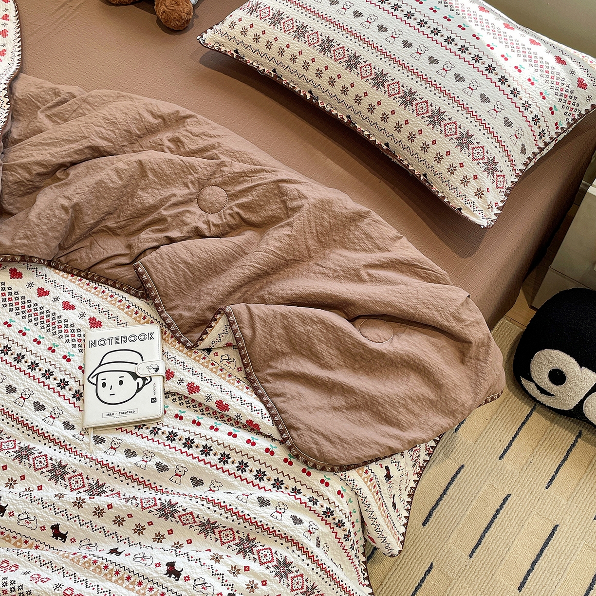 91家纺网 家纺一手货源 找家纺 （总）奈颜 2026新款费尔岛云柔泡芙纱A类贝壳边夏被四件套-提供买家秀