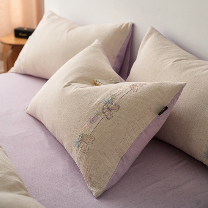 91家纺网 家纺一手货源 找家纺 （总）卡姿家纺 2026春夏天丝棉麻裸感超柔四件套— 梦蝶