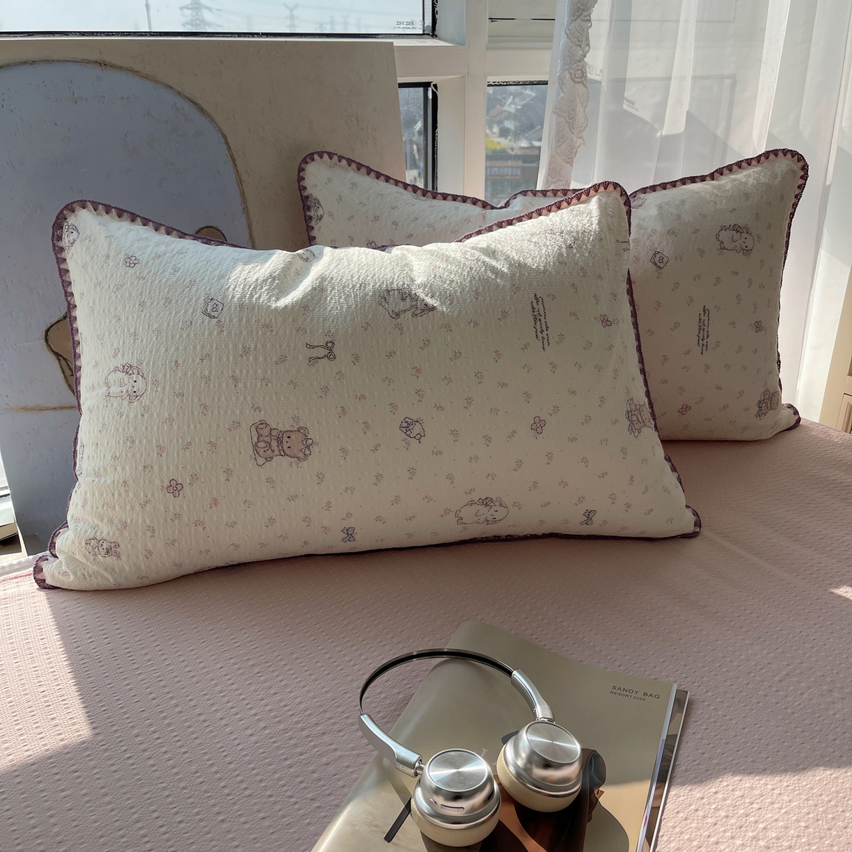 91家纺网 家纺一手货源 找家纺 几禾 2026春夏新款泡芙纱贝壳边夏被夏凉被空调被四件套 欧包-悦悦小兔