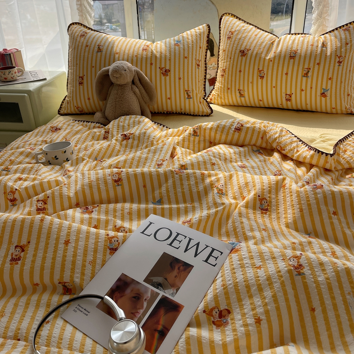 91家纺网 家纺一手货源 找家纺 几禾 2026春夏新款泡芙纱贝壳边夏被夏凉被空调被四件套 欧包-魔法星星