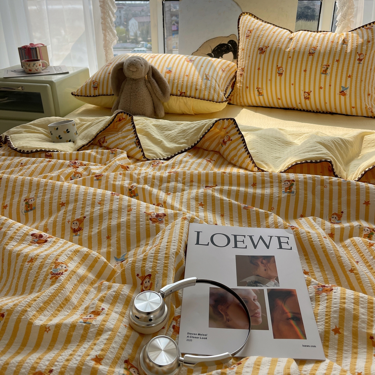 91家纺网 家纺一手货源 找家纺 几禾 2026春夏新款泡芙纱贝壳边夏被夏凉被空调被四件套 欧包-魔法星星