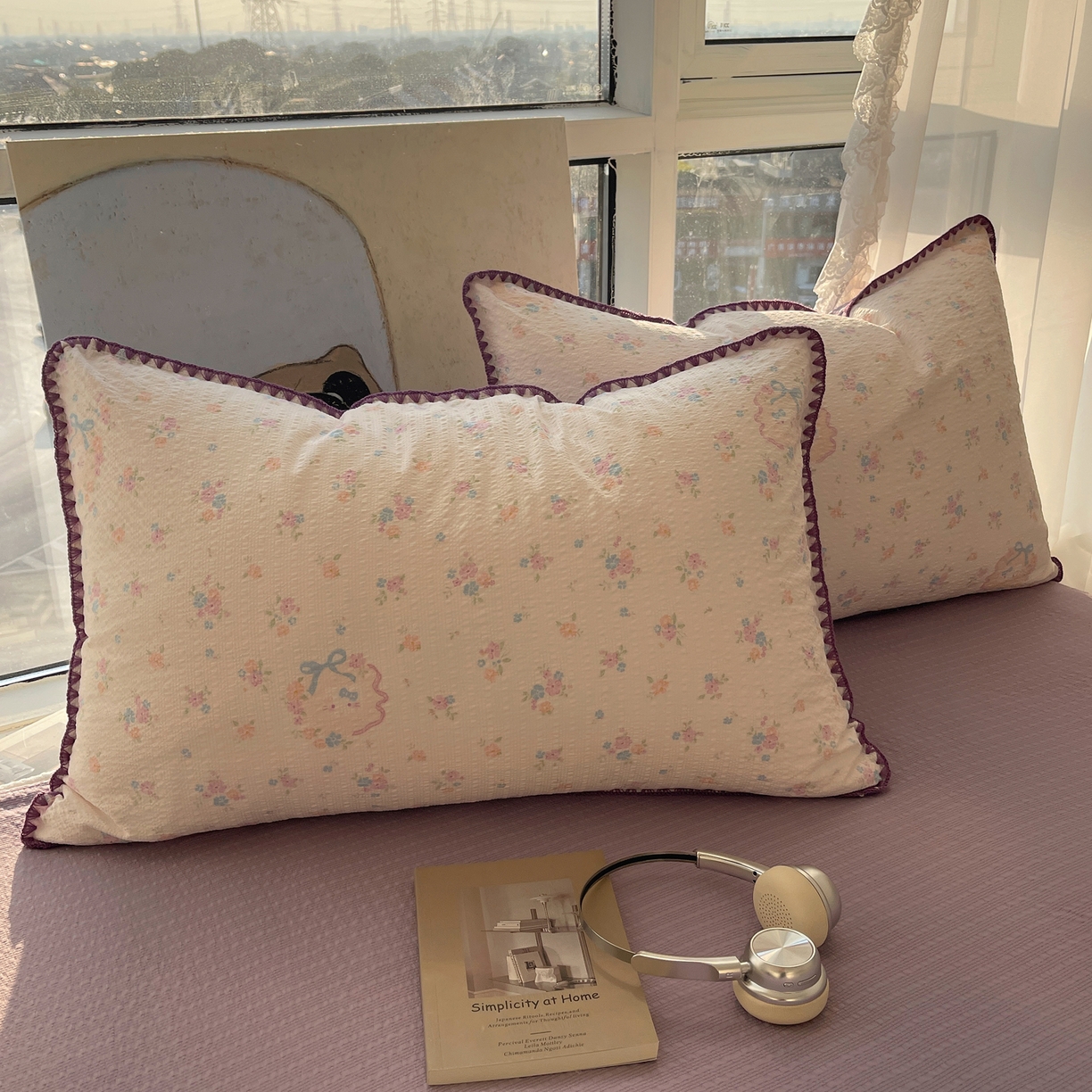 91家纺网 家纺一手货源 找家纺 几禾 2026春夏新款泡芙纱贝壳边夏被夏凉被空调被四件套 欧包-碎花藏甜