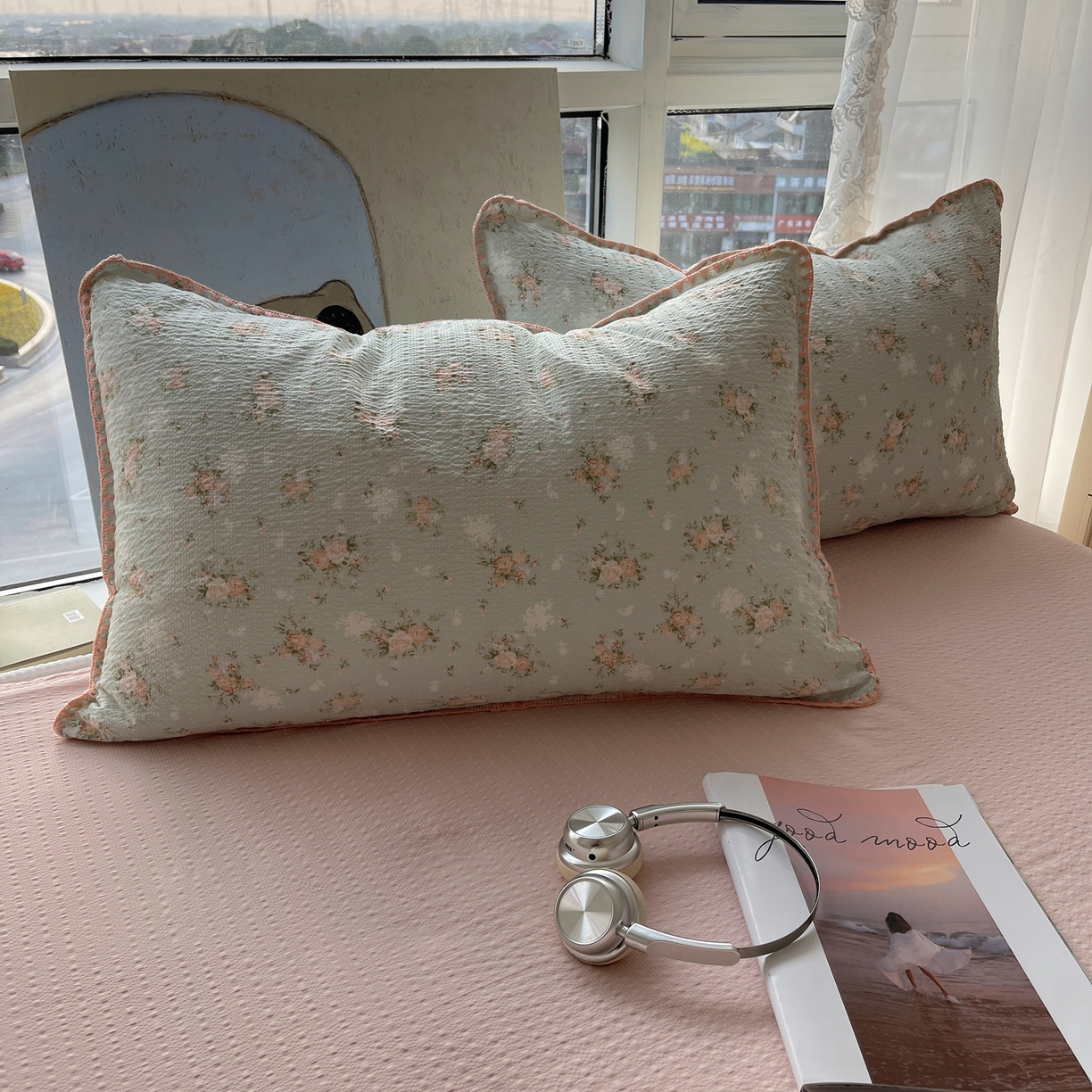 91家纺网 家纺一手货源 找家纺 几禾 2026春夏新款泡芙纱贝壳边夏被夏凉被空调被四件套 欧包-柔诗意