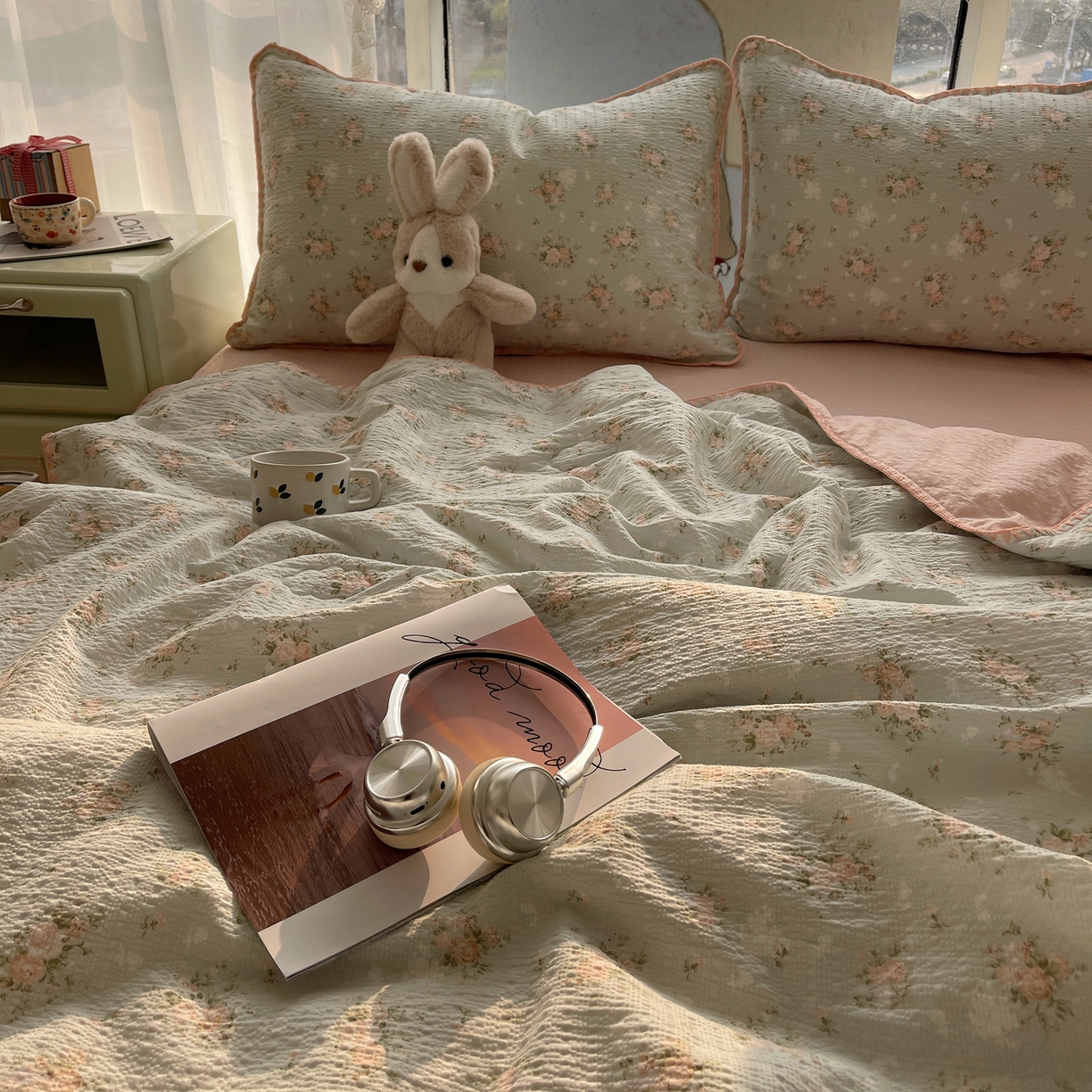 91家纺网 家纺一手货源 找家纺 几禾 2026春夏新款泡芙纱贝壳边夏被夏凉被空调被四件套 欧包-柔诗意