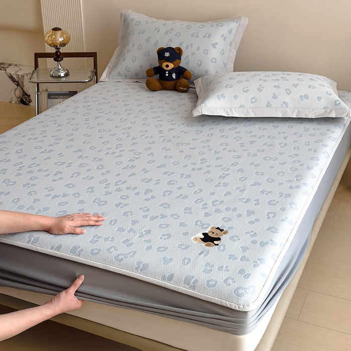 91家纺网 家纺一手货源 找家纺 （总）几禾 2026春夏新款豹纹刺绣凉席空调软席凉席席子