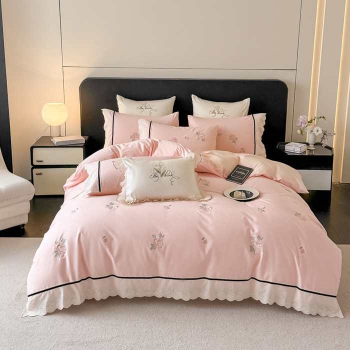 91家纺网 家纺一手货源 找家纺 （总）卡姿家纺 2026春夏全棉小法式气质款刺绣四件套—菲琳