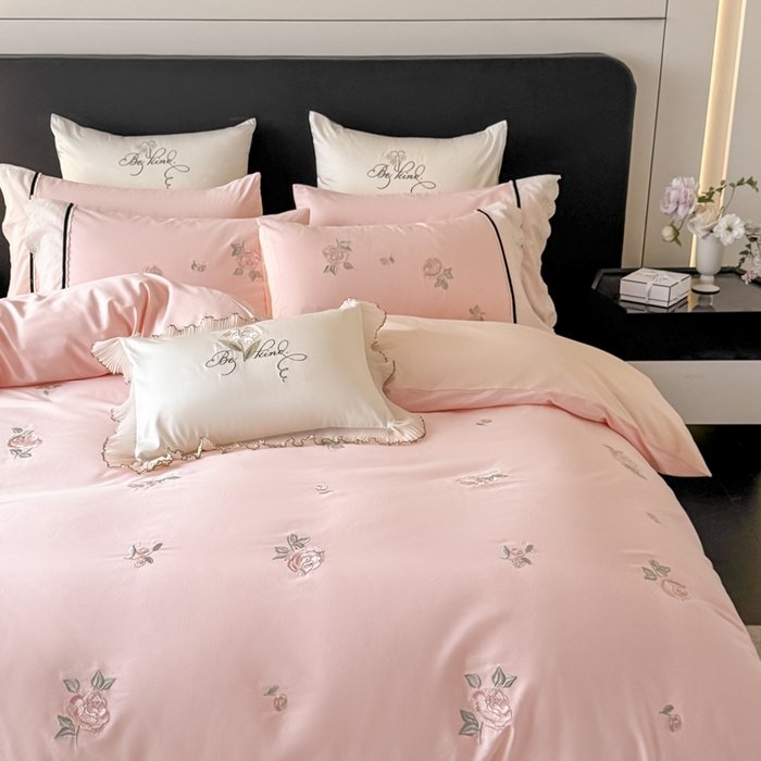 91家纺网 家纺一手货源 找家纺 （总）卡姿家纺 2026春夏全棉小法式气质款刺绣四件套—菲琳