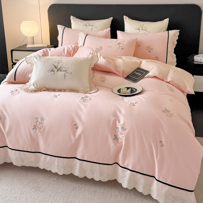 91家纺网 家纺一手货源 找家纺 （总）卡姿家纺 2026春夏全棉小法式气质款刺绣四件套—菲琳