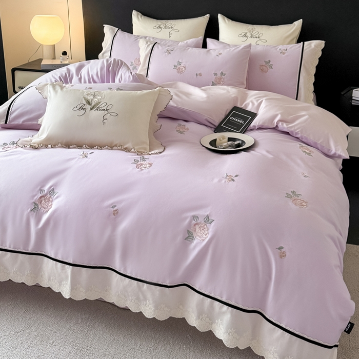 91家纺网 家纺一手货源 找家纺 （总）卡姿家纺 2026春夏全棉小法式气质款刺绣四件套—菲琳