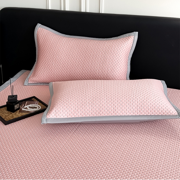 91家纺网 家纺一手货源 找家纺 人人爱家纺 2026新款冰豆豆刺绣软凉席 富士山-粉