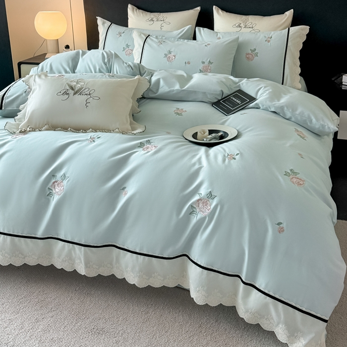 卡姿家纺 2026春夏全棉小法式气质款刺绣四件套—菲琳 菲琳蓝