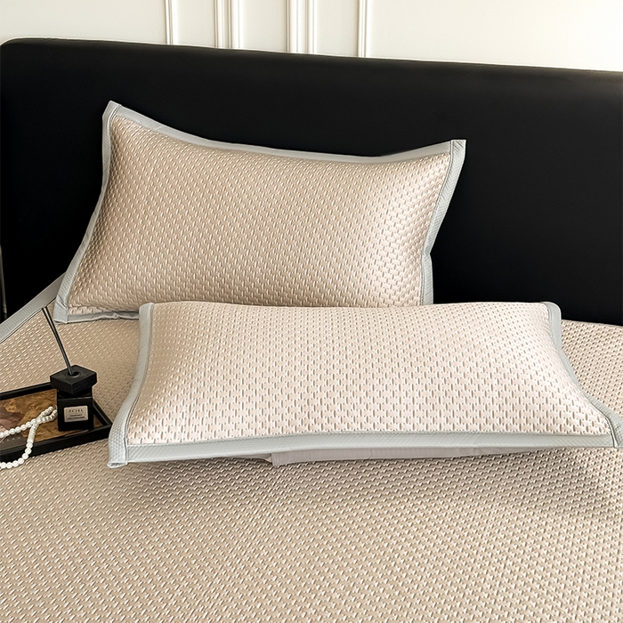 91家纺网 家纺一手货源 找家纺 人人爱家纺 2026新款冰豆豆刺绣软凉席 富士山-咖