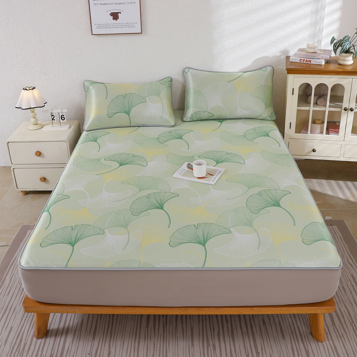 91家纺网 家纺一手货源 找家纺 （总）小萌虎 2026新款碳光冰丝凉席床笠款拍法二