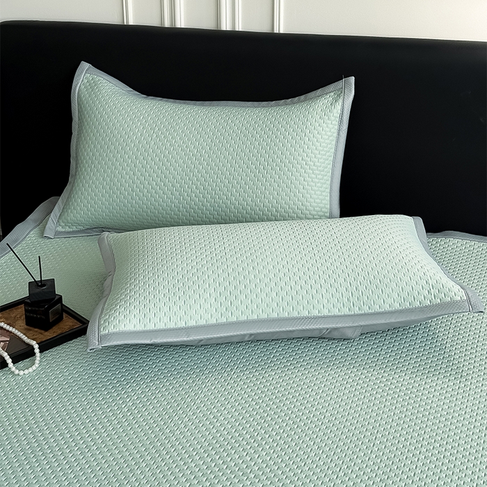 91家纺网 家纺一手货源 找家纺 人人爱家纺 2026新款冰豆豆刺绣软凉席 富士山-抹茶绿