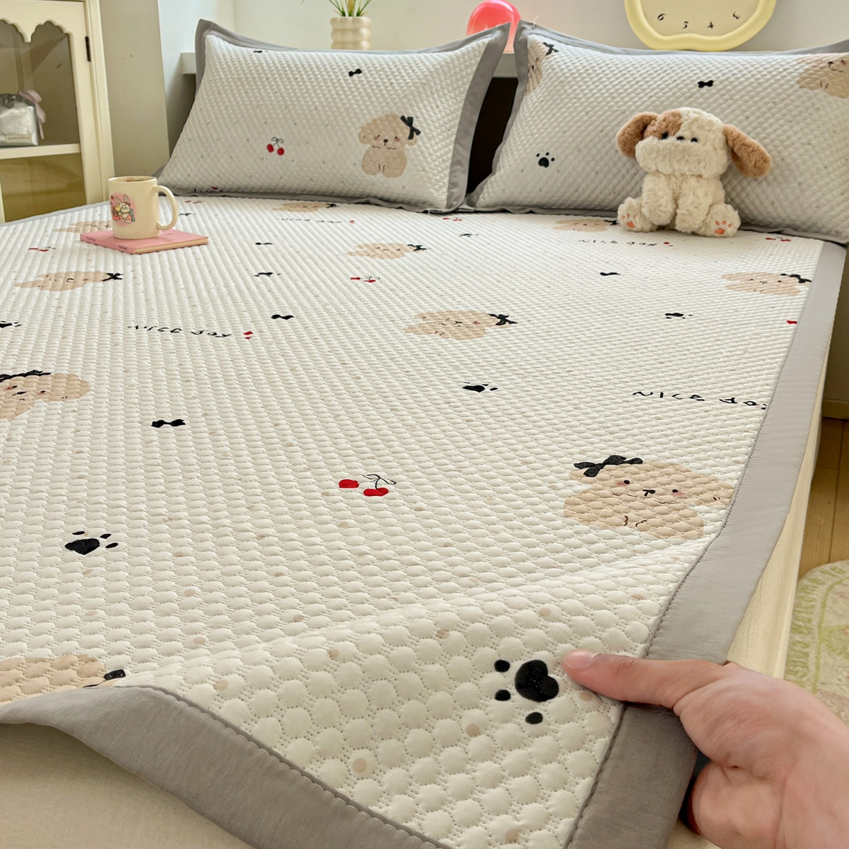 91家纺网 家纺一手货源 找家纺 （总）大元 2026春夏新款治愈系数码印花冰豆豆凉席席子