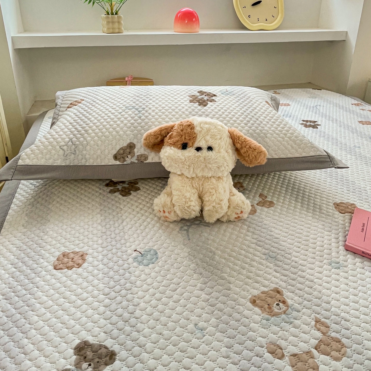 91家纺网 家纺一手货源 找家纺 大元 2026春夏新款治愈系数码印花冰豆豆凉席席子 治愈-饼干熊灰