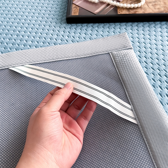 91家纺网 家纺一手货源 找家纺 人人爱家纺 2026新款冰豆豆刺绣软凉席 富士山-水蓝