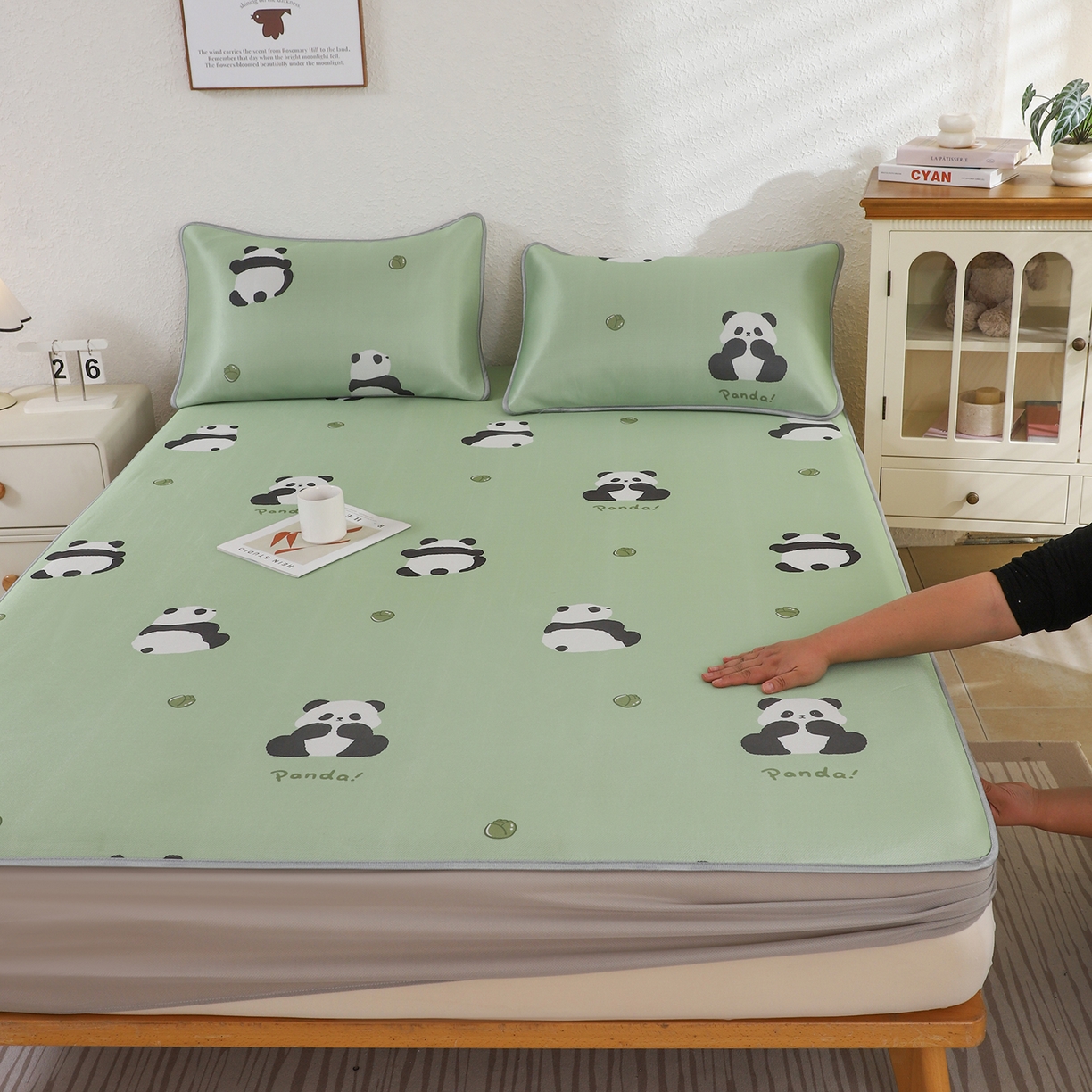 小萌虎 2026新款碳光冰丝凉席床笠款拍法二 大熊猫