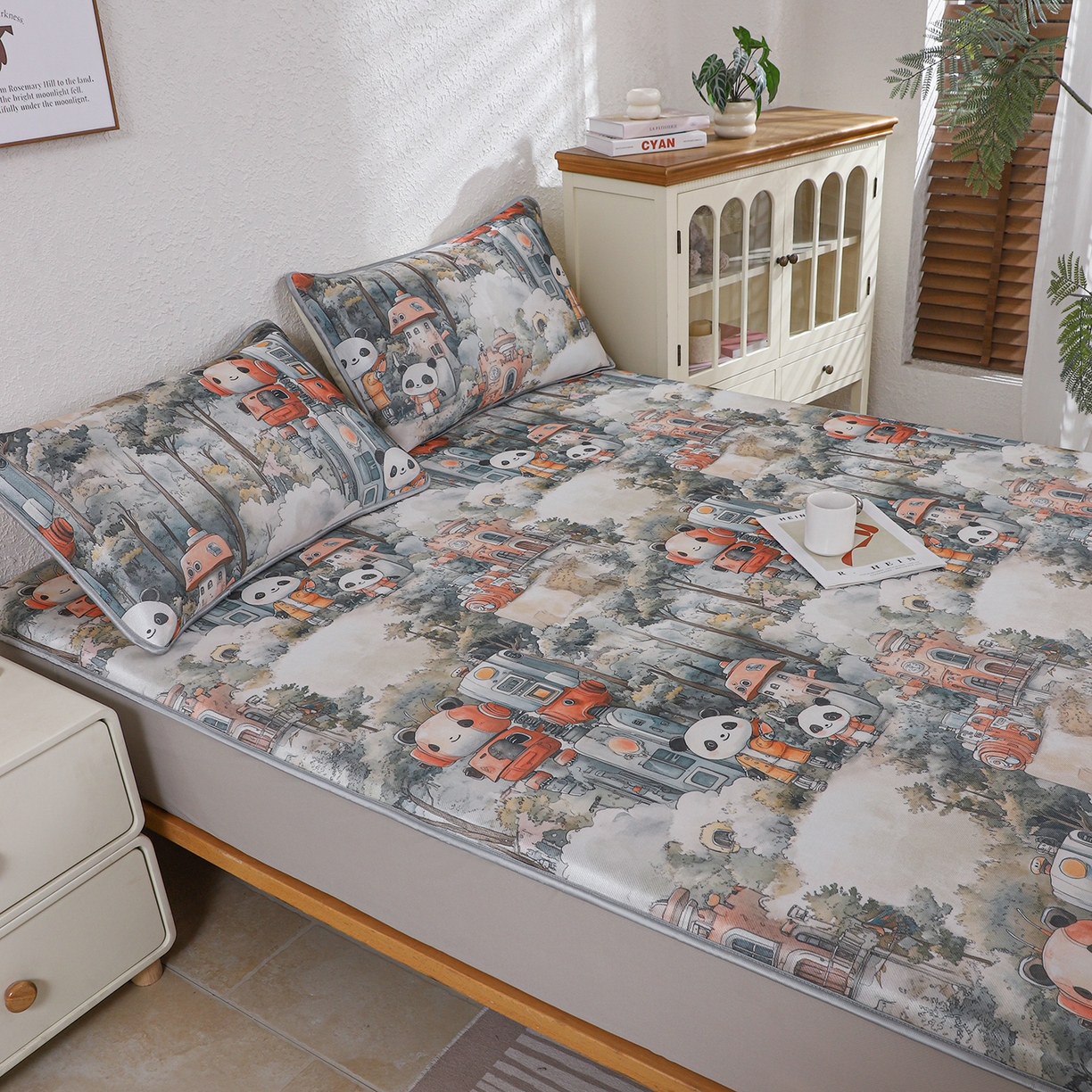 91家纺网 家纺一手货源 找家纺 小萌虎 2026新款碳光冰丝凉席床笠款拍法二 机器城堡