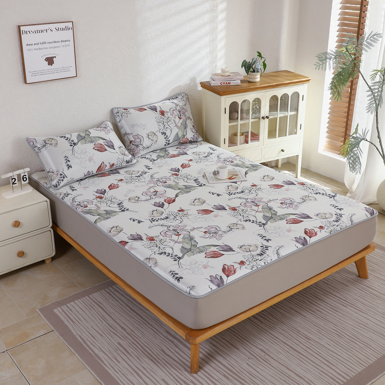 91家纺网 家纺一手货源 找家纺 小萌虎 2026新款碳光冰丝凉席床笠款拍法二 密语