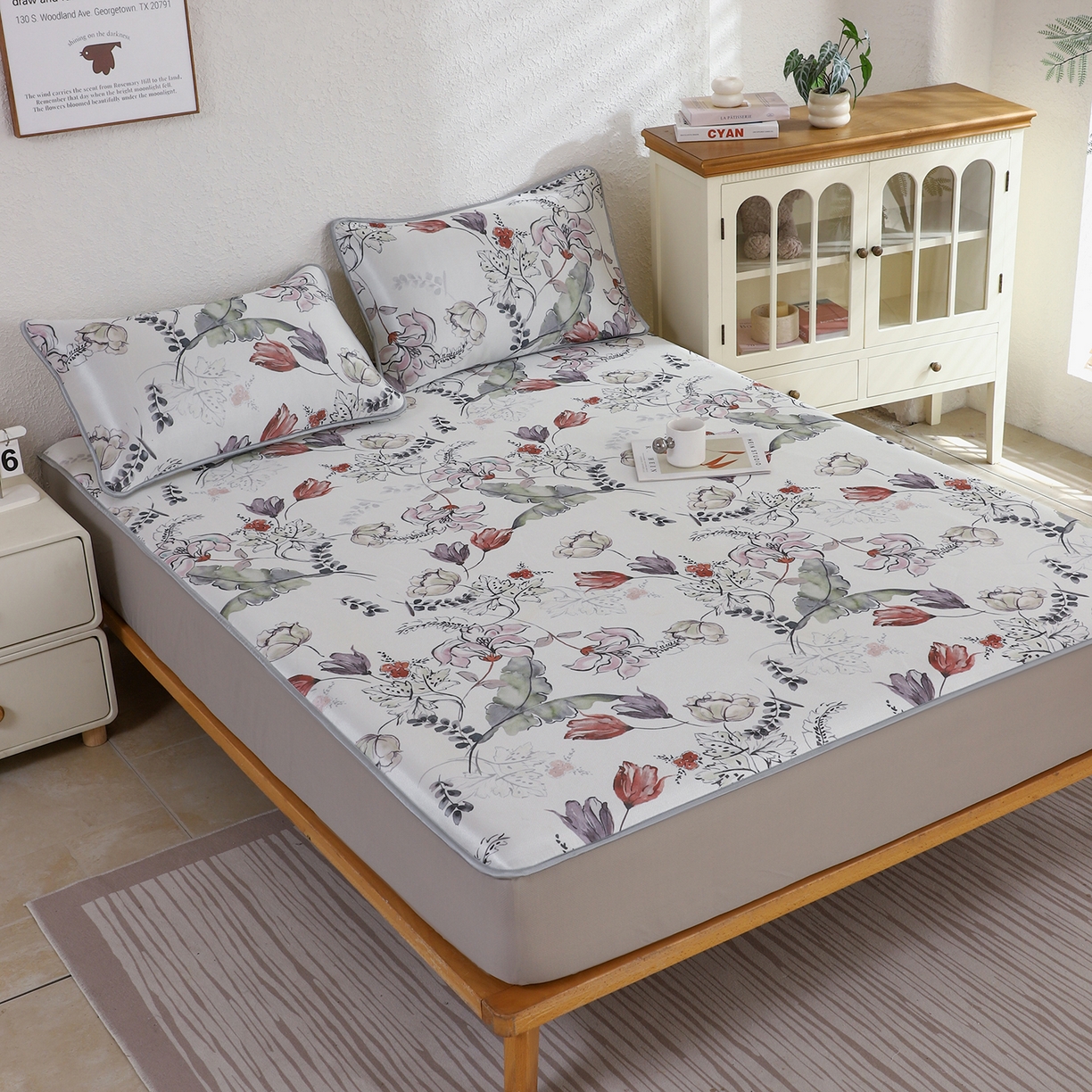 91家纺网 家纺一手货源 找家纺 小萌虎 2026新款碳光冰丝凉席床笠款拍法二 密语