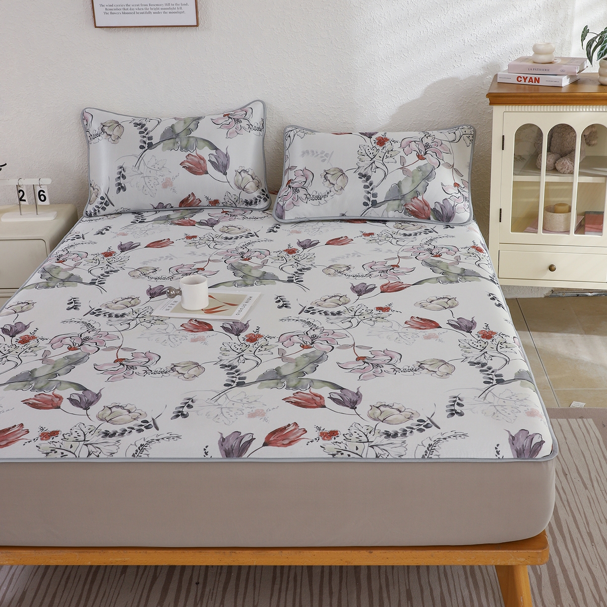 91家纺网 家纺一手货源 找家纺 小萌虎 2026新款碳光冰丝凉席床笠款拍法二 密语