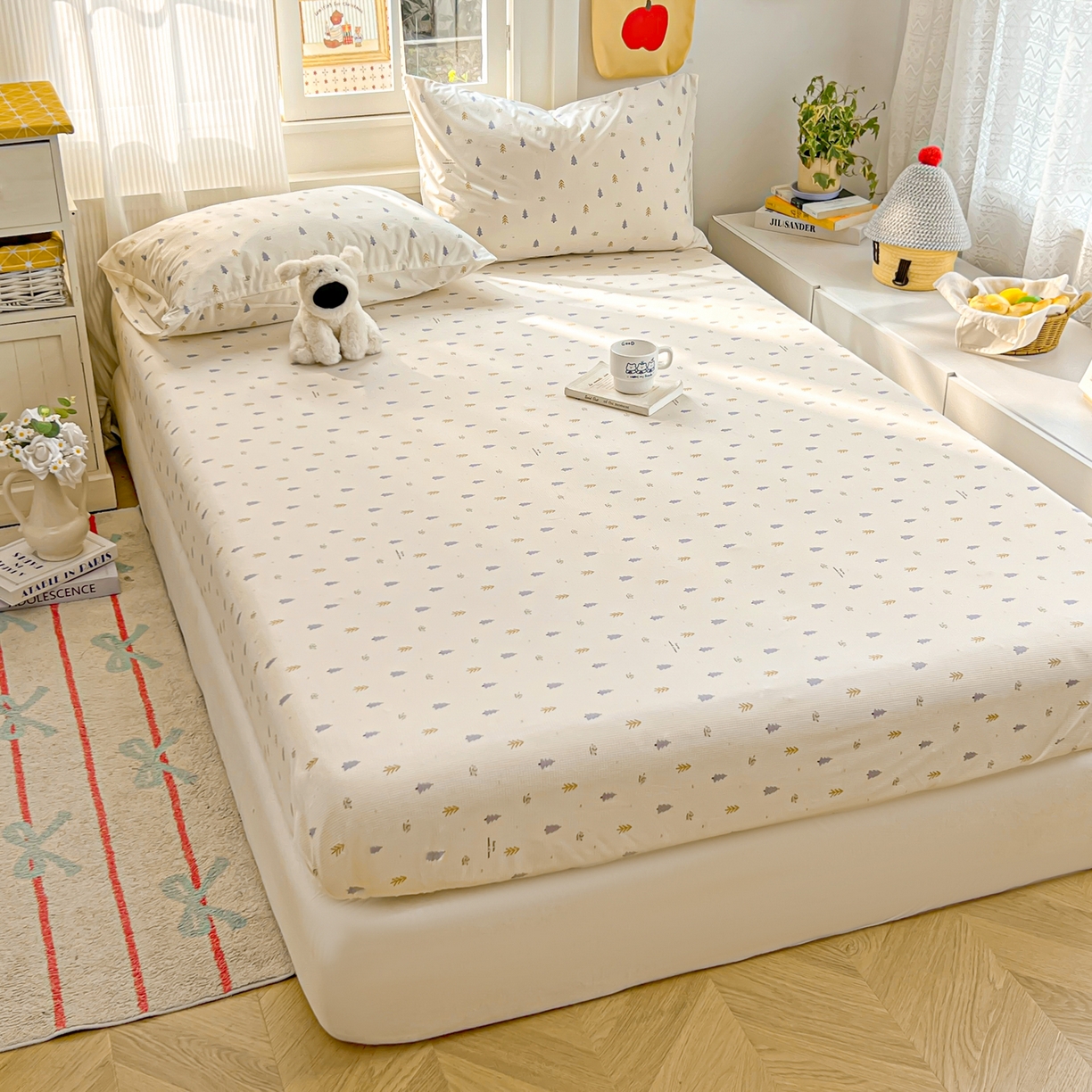 91家纺网 家纺一手货源 找家纺 希诺家居 2026新款冰肤格凉感夏被夏凉被空调被床笠四件套小冰格空调被 夏日松林