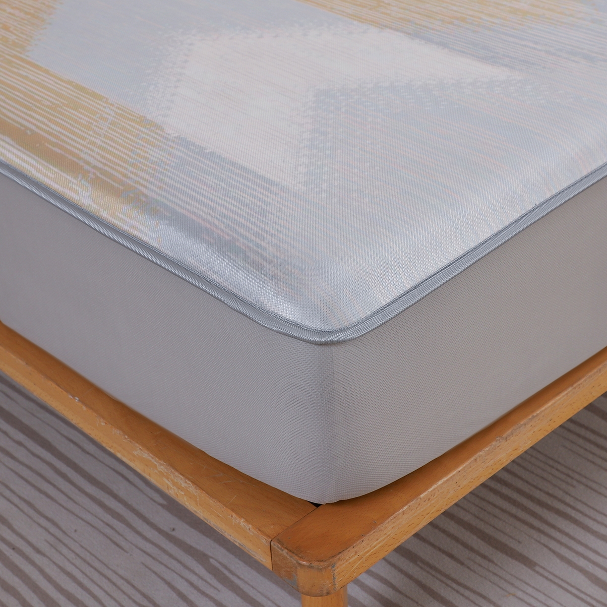 91家纺网 家纺一手货源 找家纺 小萌虎 2026新款碳光冰丝凉席床笠款拍法二 莫奈