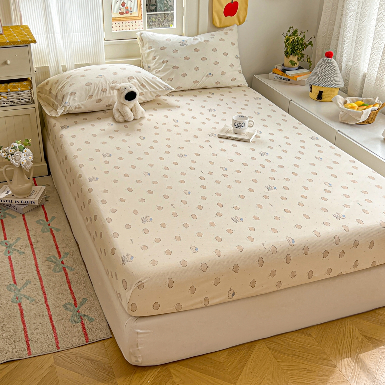 91家纺网 家纺一手货源 找家纺 希诺家居 2026新款冰肤格凉感夏被夏凉被空调被床笠四件套小冰格空调被 云朵小象