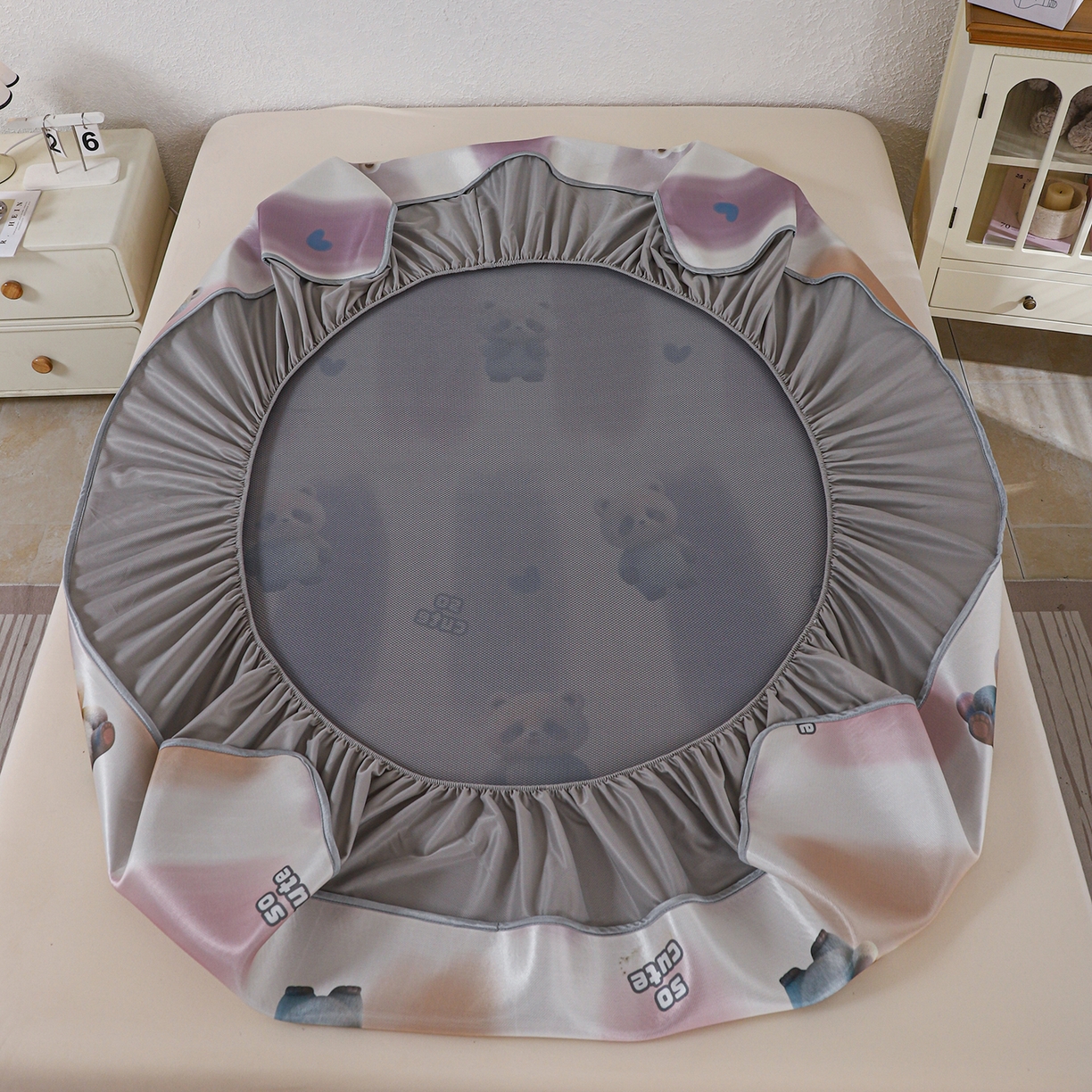 91家纺网 家纺一手货源 找家纺 小萌虎 2026新款碳光冰丝凉席床笠款拍法二 小熊猫