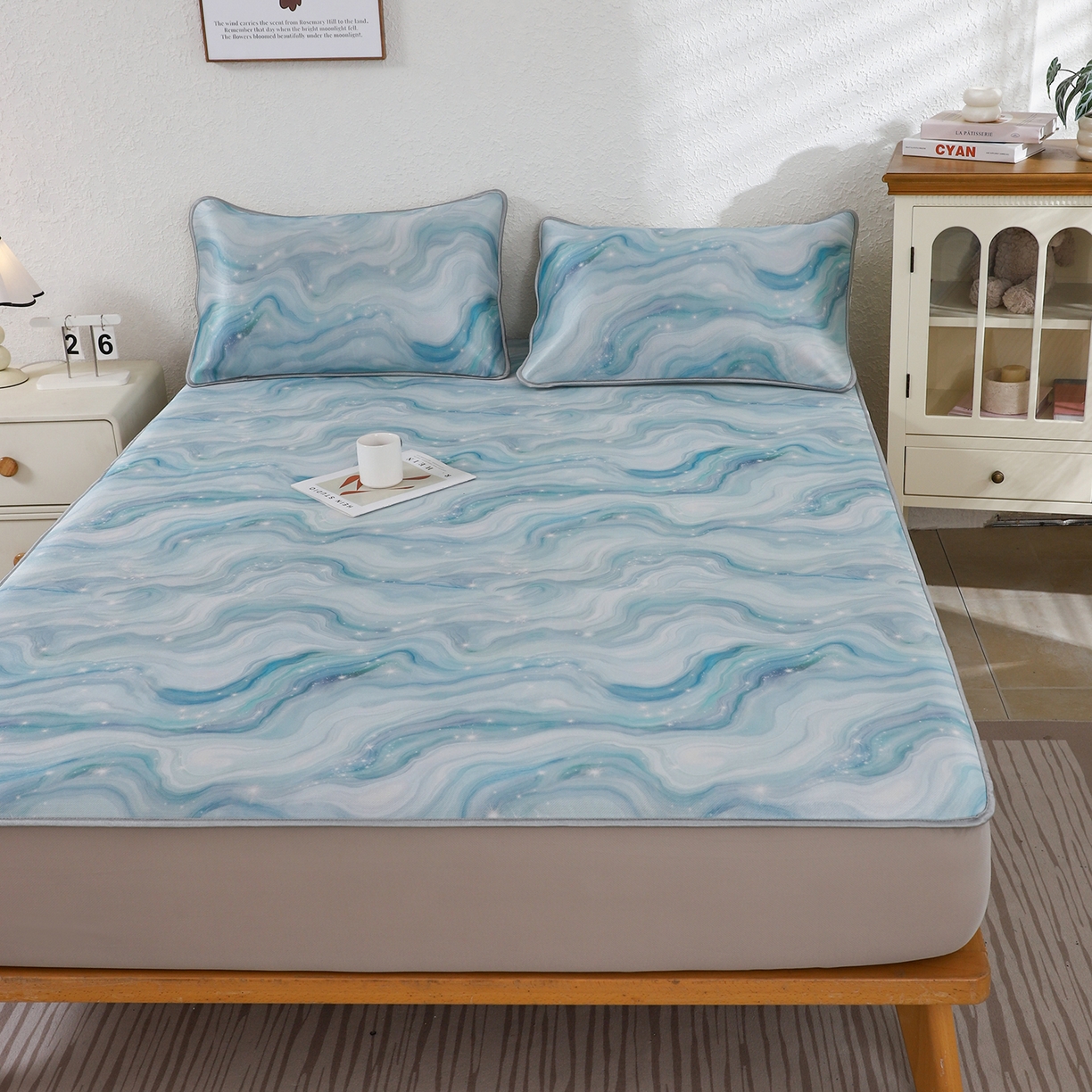 91家纺网 家纺一手货源 找家纺 小萌虎 2026新款碳光冰丝凉席床笠款拍法二 星空