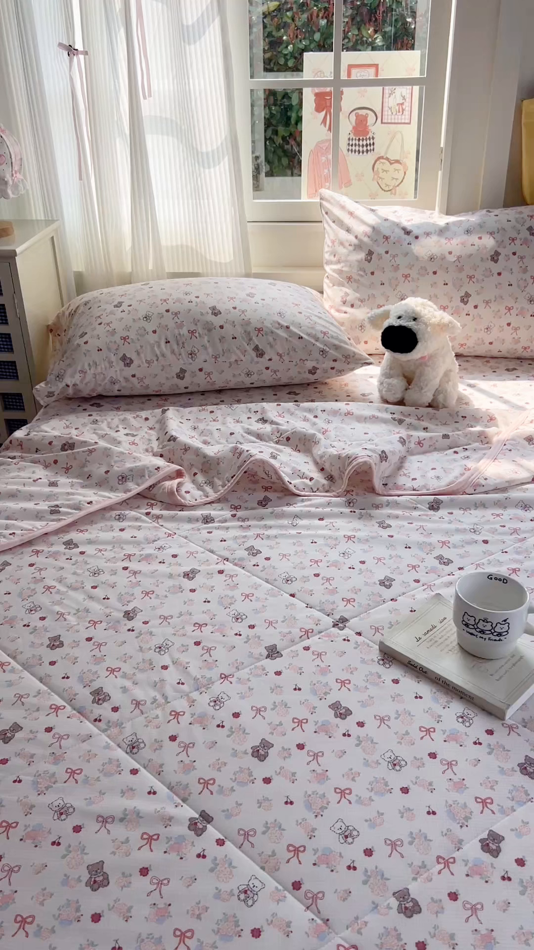 91家纺网 家纺一手货源 找家纺 希诺家居 2026新款冰肤格凉感夏被夏凉被空调被床笠四件套小冰格空调被 春日花园熊