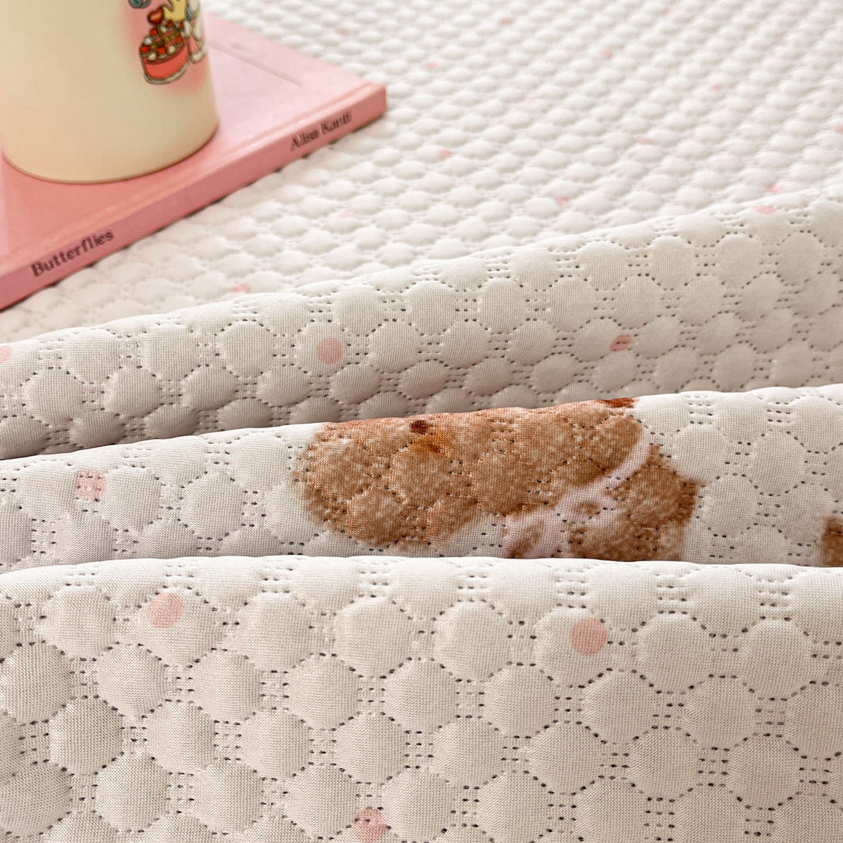 91家纺网 家纺一手货源 找家纺 大元 2026春夏新款治愈系数码印花冰豆豆凉席席子 治愈-木马粉