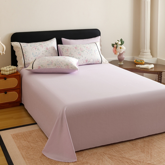 91家纺网 家纺一手货源 找家纺 卡姿家纺 全棉小法式镂空棉布花边款第一季四件套 花雾漫纱