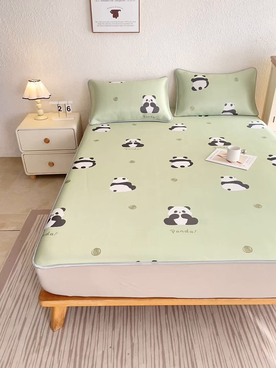 91家纺网 家纺一手货源 找家纺 小萌虎 2026新款碳光冰丝凉席床笠款拍法二 大熊猫