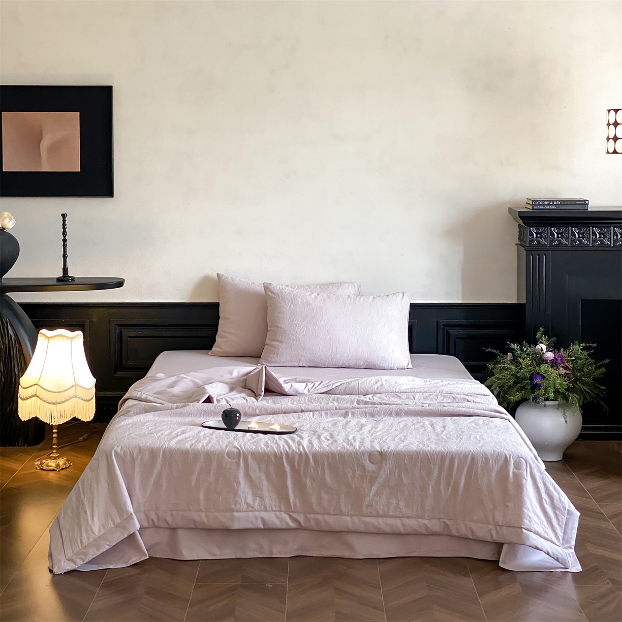 91家纺网 家纺一手货源 找家纺 宜代光年 2026新款60S全棉厚织提花夏被夏凉被空调被 夏被-白棠-浅紫