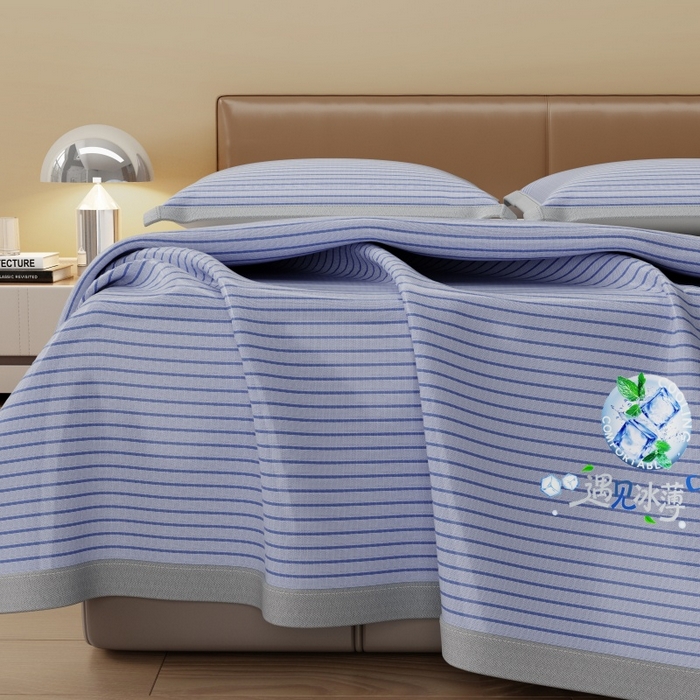 91家纺网 家纺一手货源 找家纺 人人爱家纺 2026新款A类双面冰丝凉席 遇见冰薄-蓝