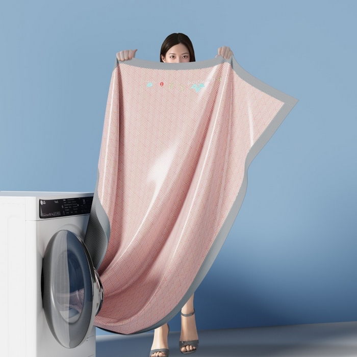 91家纺网 家纺一手货源 找家纺 人人爱家纺 2026新款A类双面冰丝凉席 饼干花-粉