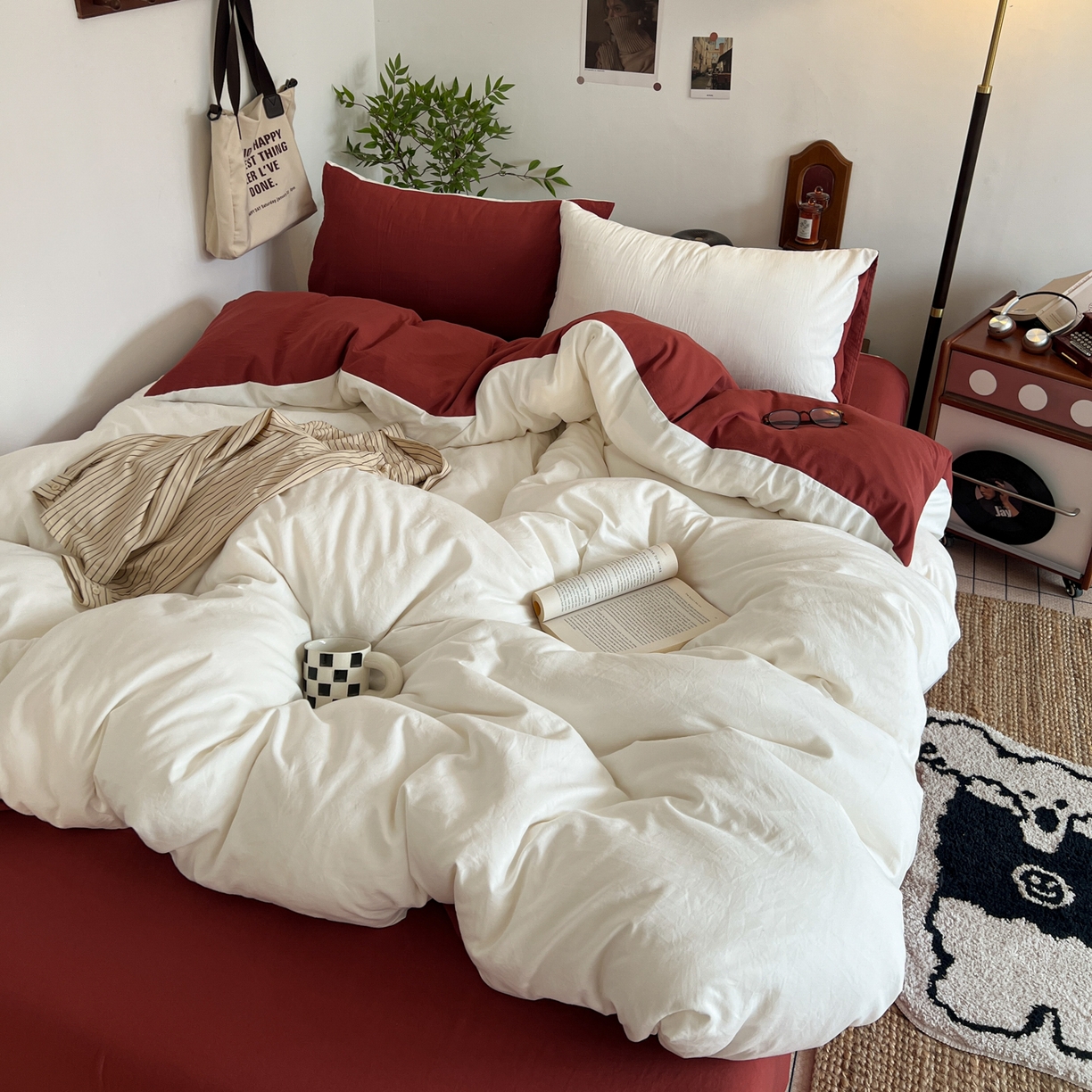 91家纺网 家纺一手货源 找家纺 直播热款水洗棉双层纱四件套碎花简约风床单单品单件 粉玉+童话