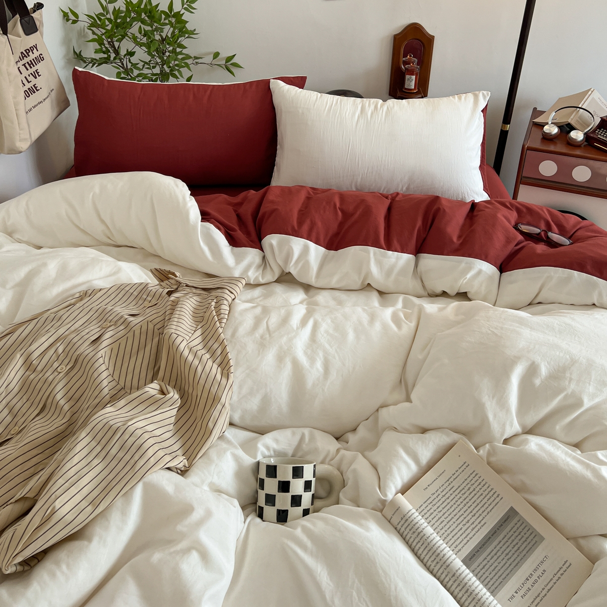 91家纺网 家纺一手货源 找家纺 （总）梦嘉居 2026新款亲肤纯色AB版水洗皱皱棉四件套学生宿舍床单床笠三件套