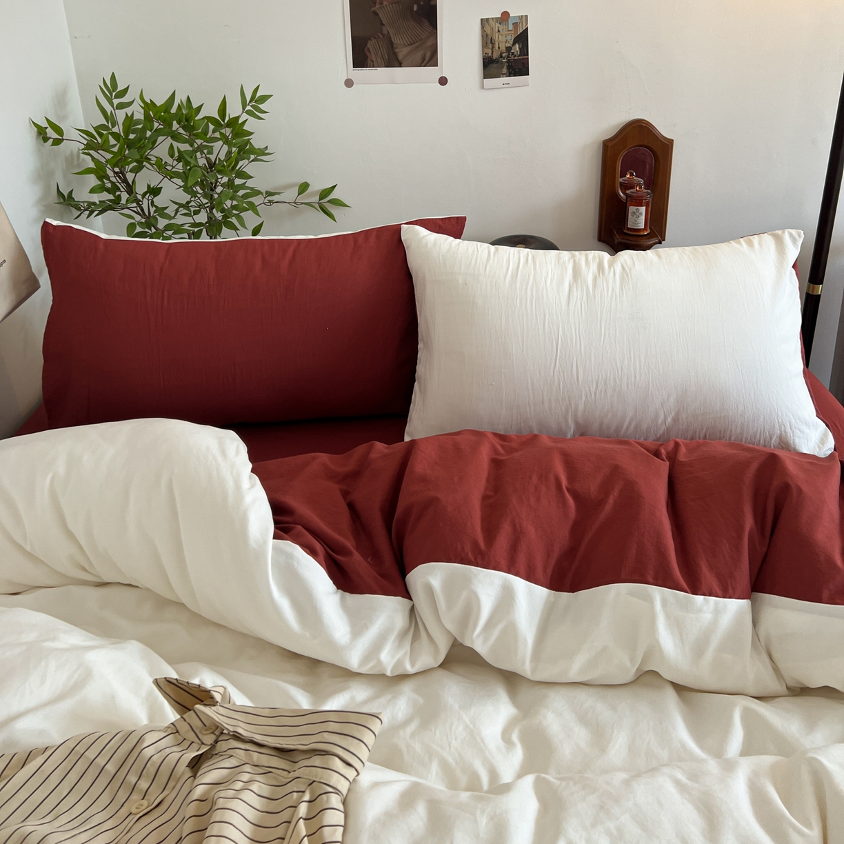 91家纺网 家纺一手货源 找家纺 （总）梦嘉居 2026新款亲肤纯色AB版水洗皱皱棉四件套学生宿舍床单床笠三件套